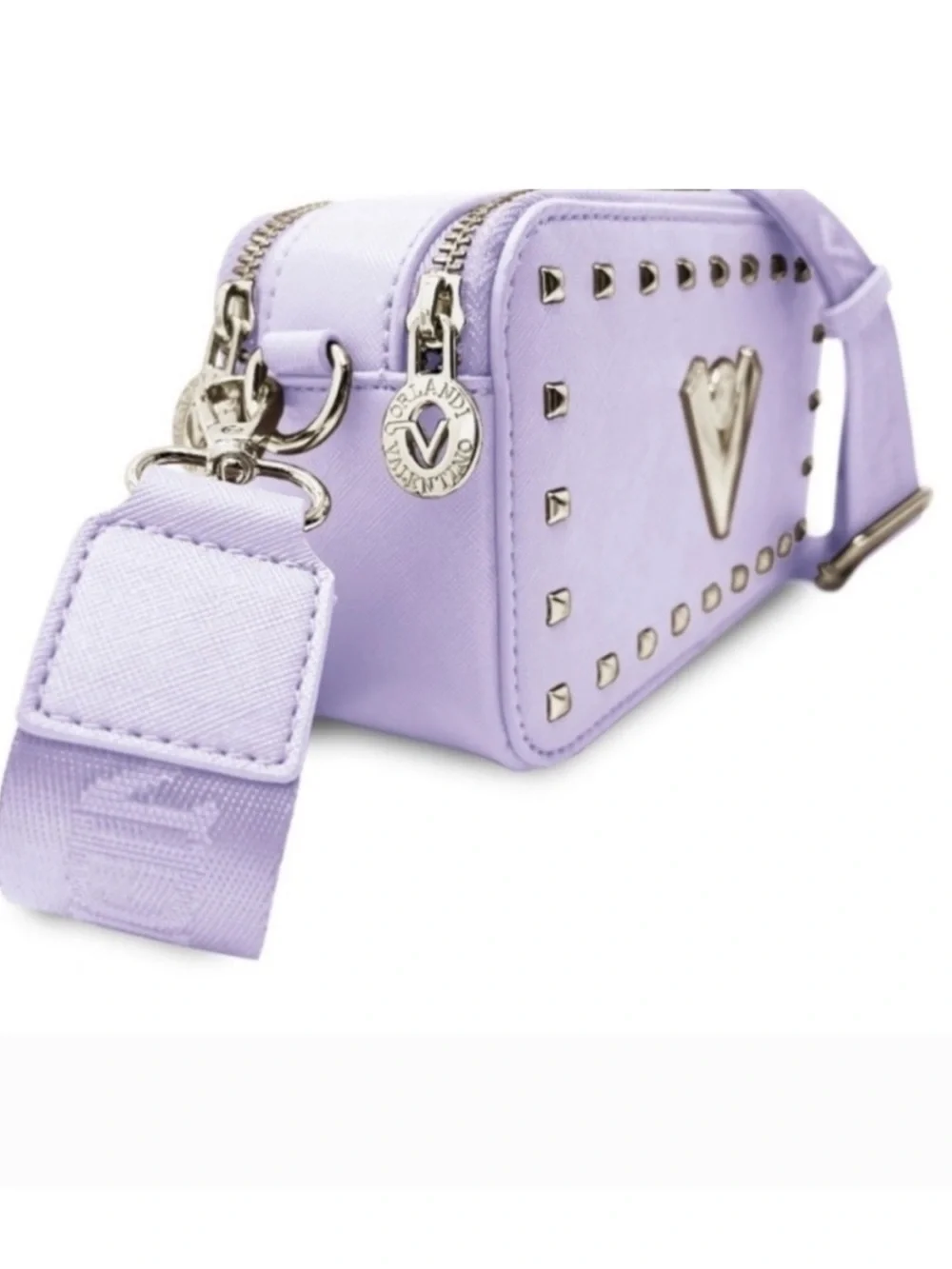 Valentino Orlandi NWTs Lavender Studded V Logo Camera Crossbody Bag